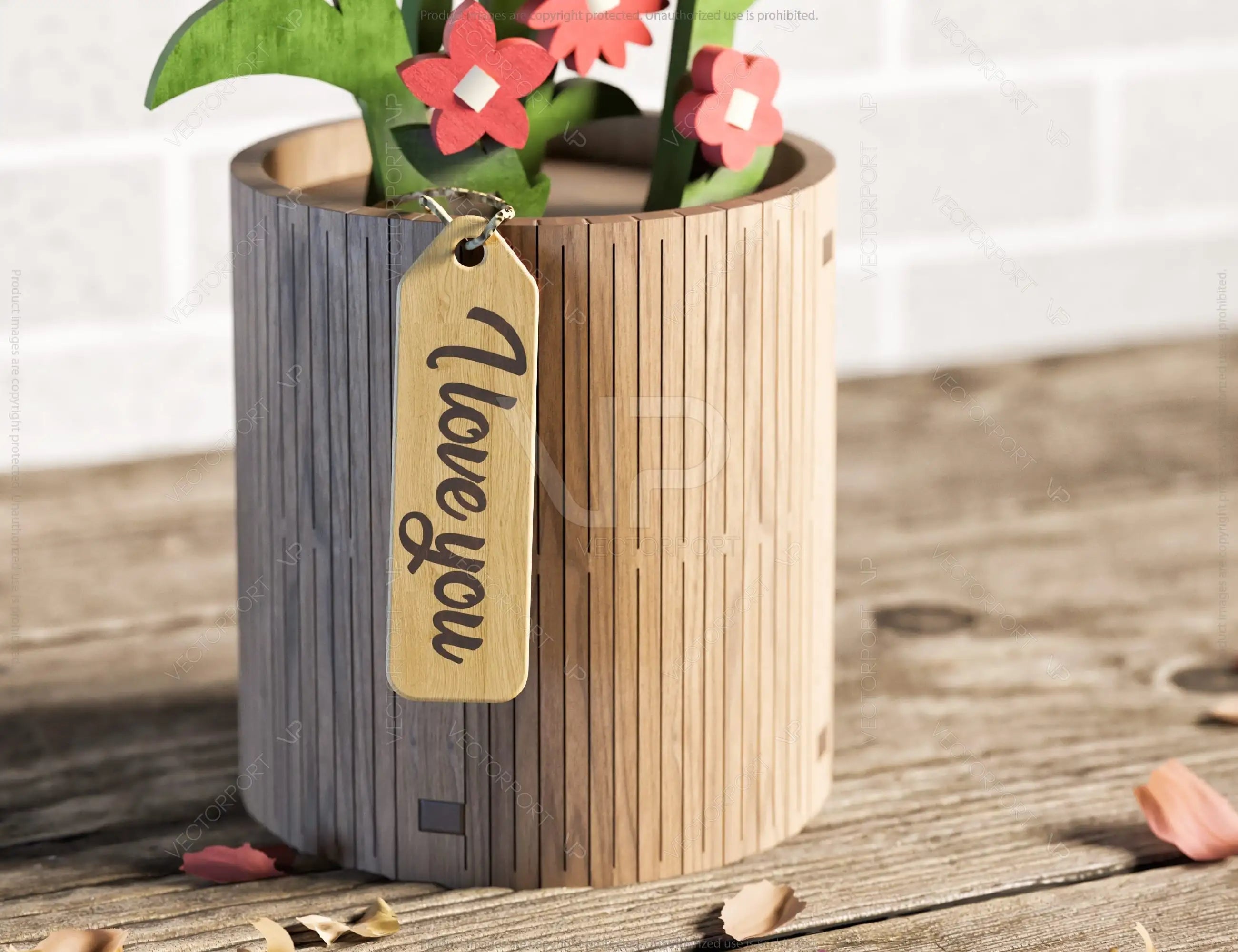 3D Daisy Laser Cut Flower Pot Gift for Valentine, Mother’s Day Wooden Plant Gift for Her Digital Download |#U354|