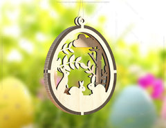 3D Easter Laser Cut Hanging Ornaments Egg Rabbits SVG layered Decor, Floral Bunny multilayer Digital Download |#U355|