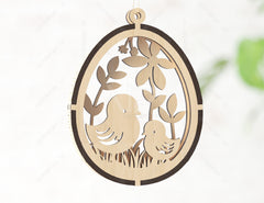 Easter Egg Hanging Ornaments Laser Cut Egg Rabbits SVG layered Decor, Floral Bunny multilayer Digital Download |#U359|