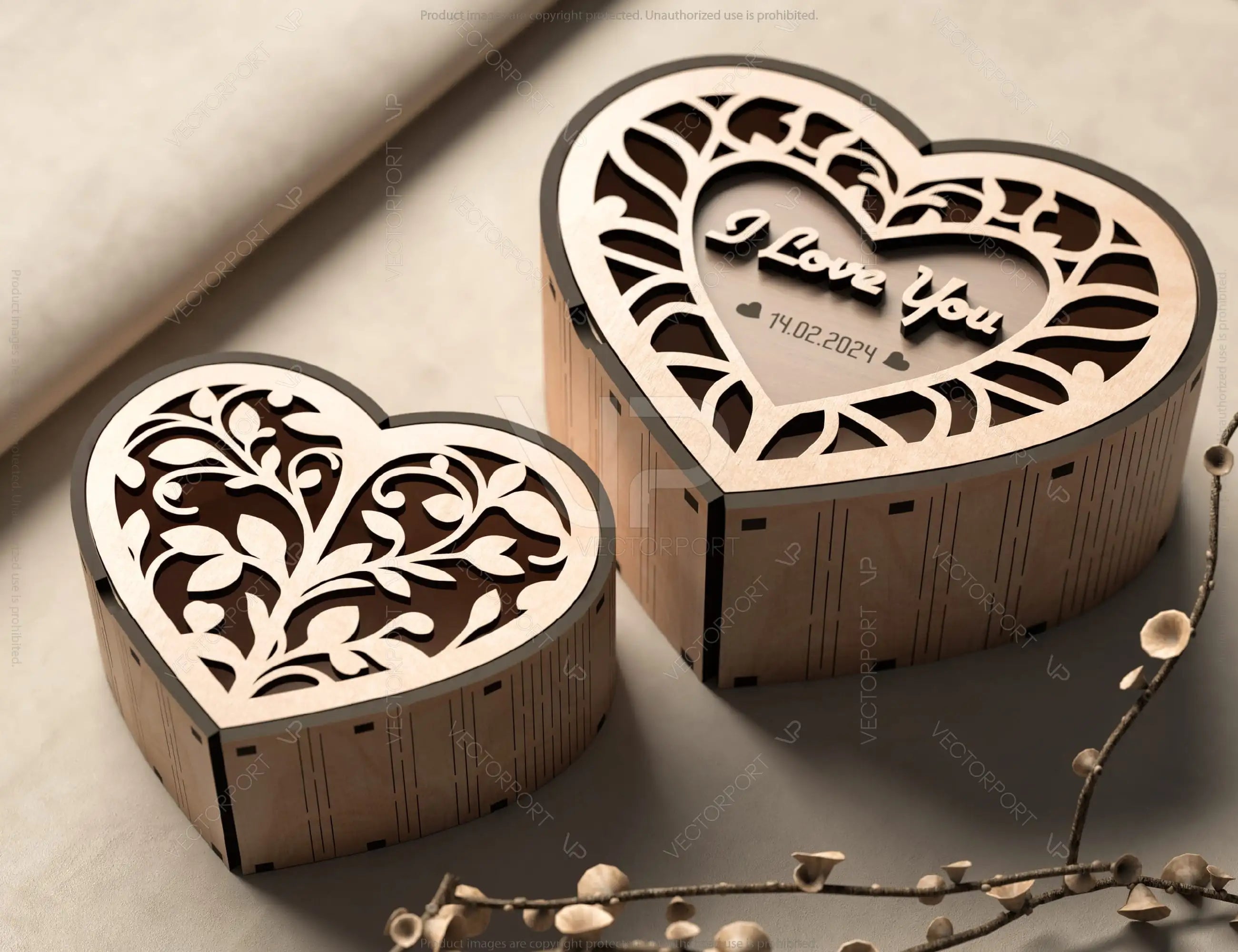 Heart shape Laser cut wooden gift box for Valentine’s Day, Jewelry case, Romantic Wedding box Digital Download |#U362|