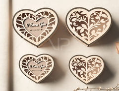 Heart shape Laser cut wooden gift box for Valentine’s Day, Jewelry case, Romantic Wedding box Digital Download |#U362|