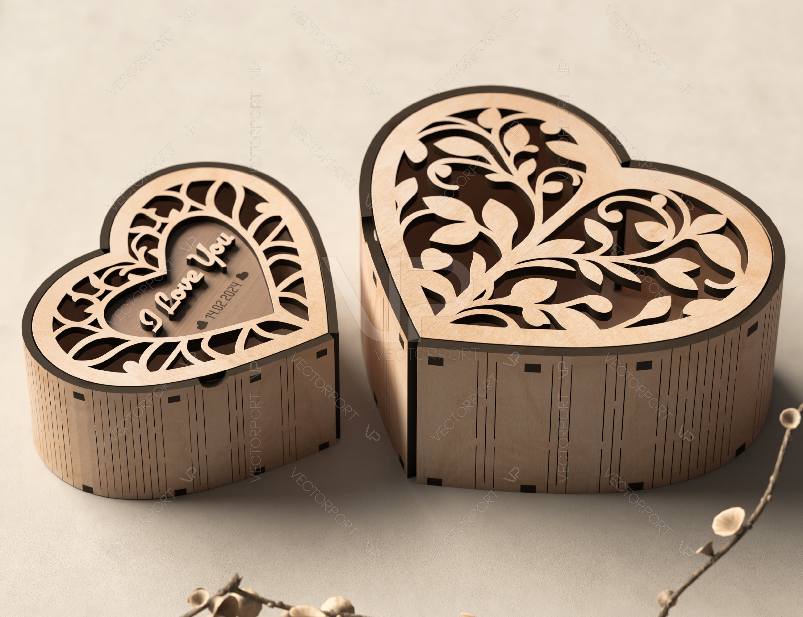 Heart shape Laser cut wooden gift box for Valentine’s Day, Jewelry case, Romantic Wedding box Digital Download |#U362|