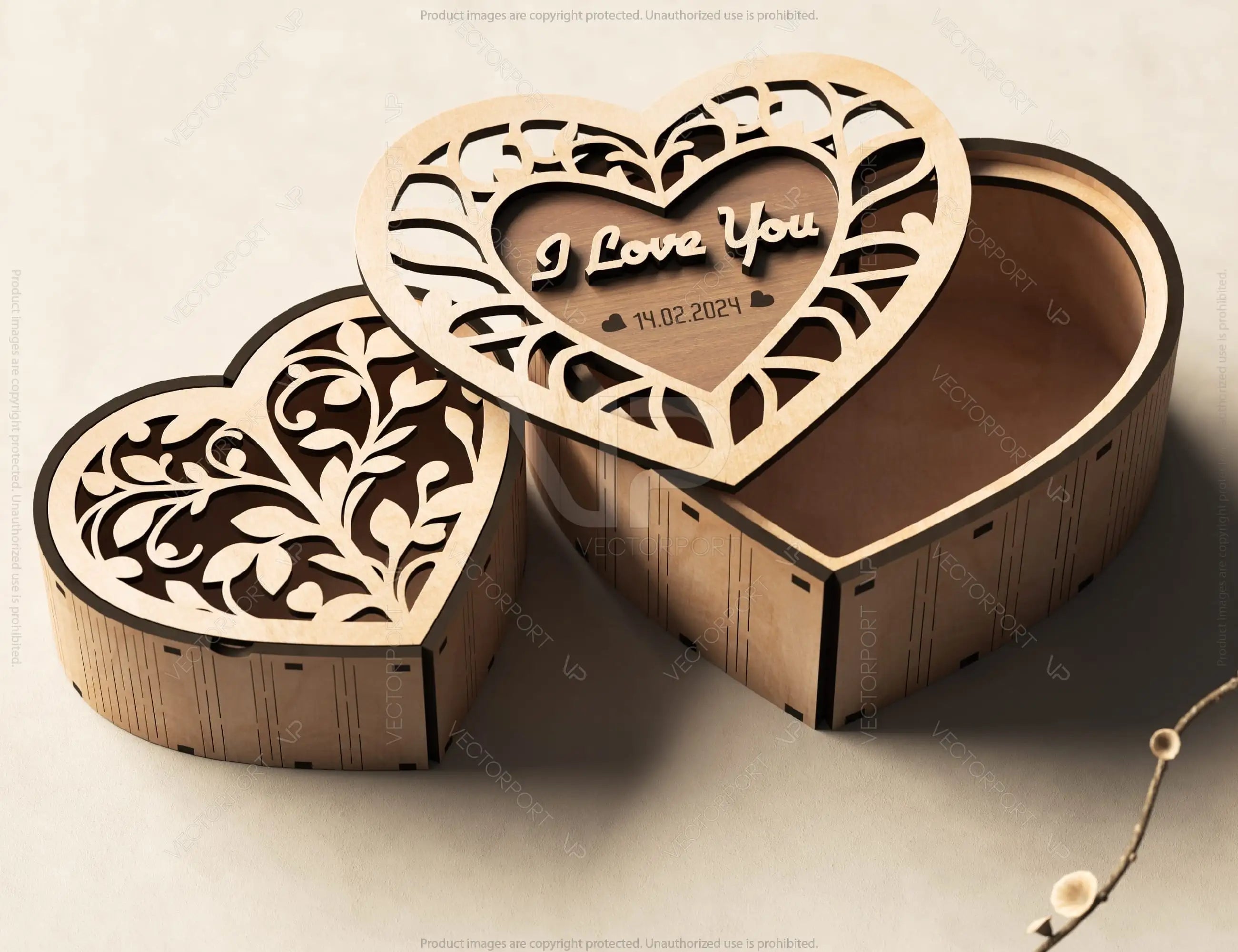 Heart shape Laser cut wooden gift box for Valentine’s Day, Jewelry case, Romantic Wedding box Digital Download |#U362|