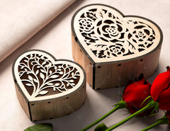 Heart shape Laser cut wooden gift box for Valentine’s Day, Jewelry case, Romantic Wedding box Digital Download |#U363|