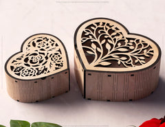 Heart shape Laser cut wooden gift box for Valentine’s Day, Jewelry case, Romantic Wedding box Digital Download |#U363|