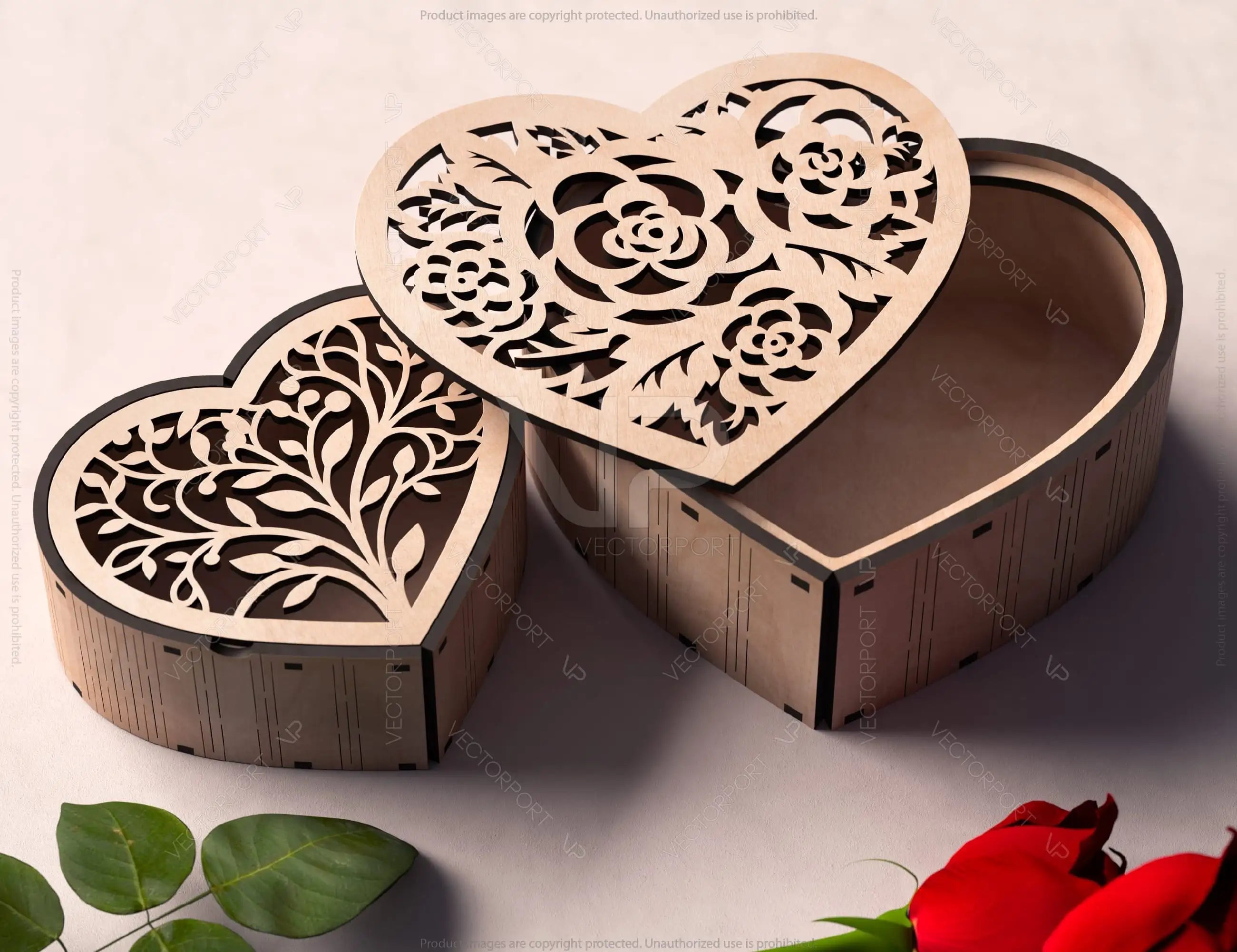 Heart shape Laser cut wooden gift box for Valentine’s Day, Jewelry case, Romantic Wedding box Digital Download |#U363|