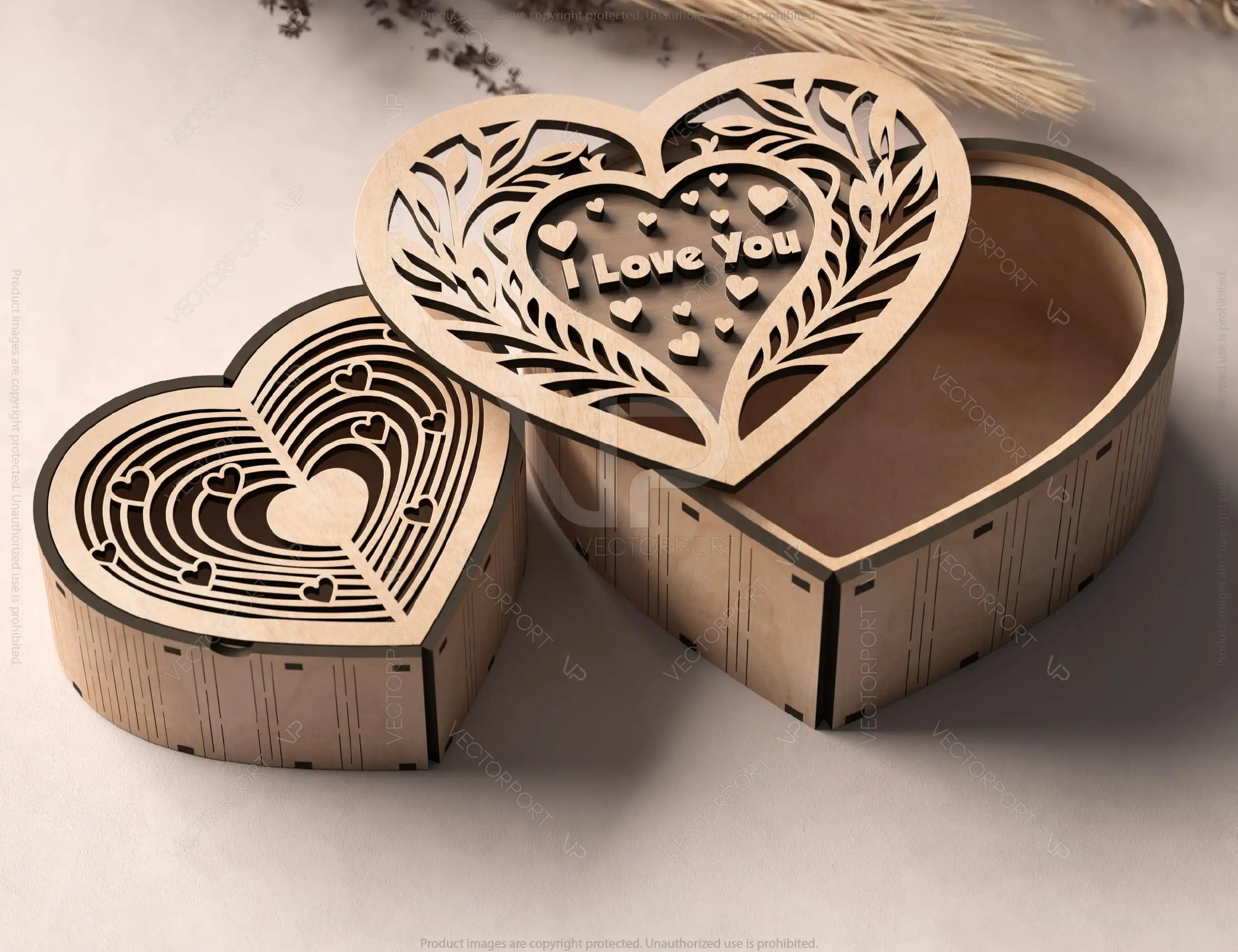 Heart shape Laser cut wooden gift box for Valentine’s Day, Jewelry case, Romantic Wedding box Digital Download |#U364|