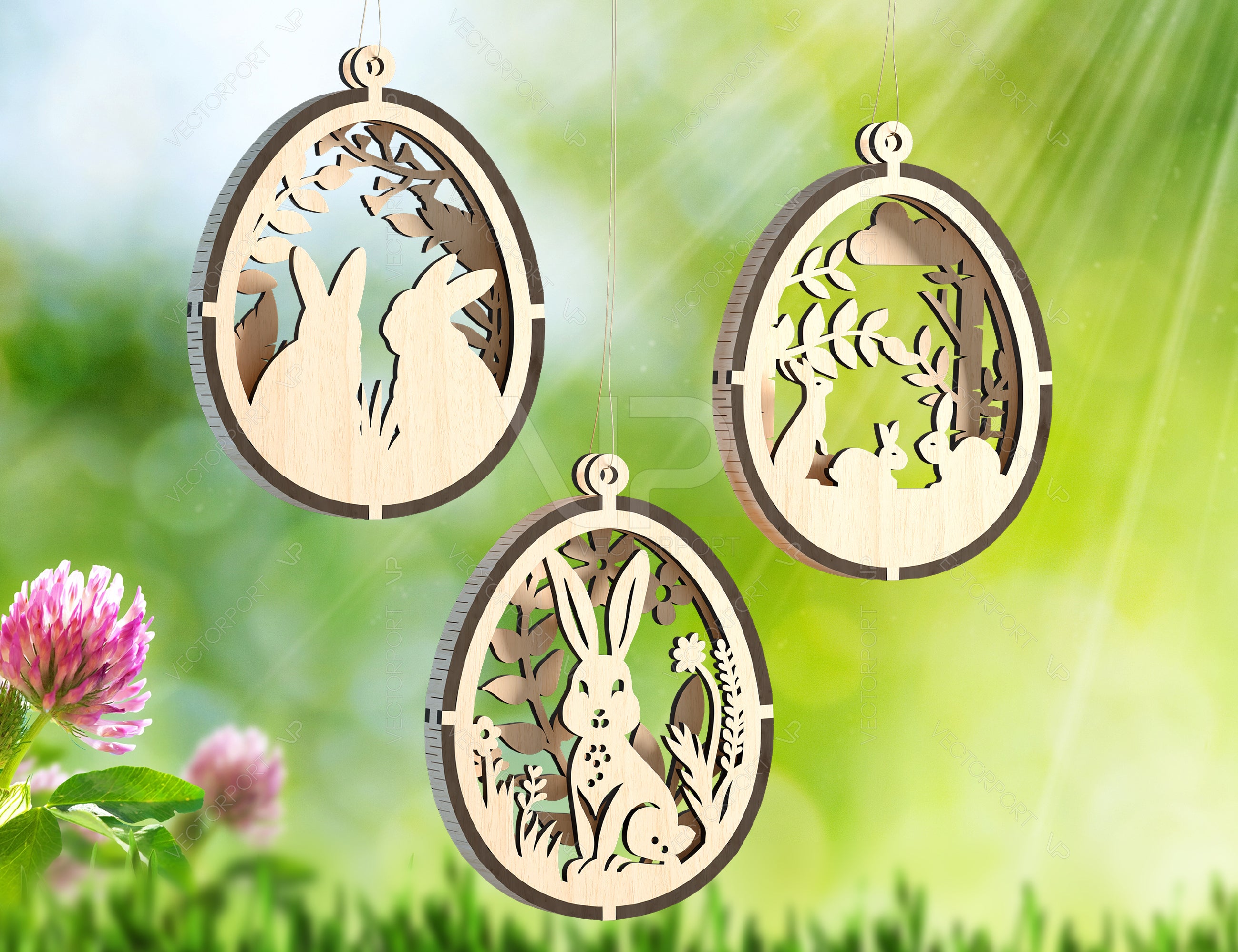Easter Elegance Mega Bundle, Layered Bunny and Egg Hanging Ornaments SVG Set, Laser-Cut Egg Hanging Ornaments Floral Bunny Digital Download |#U368|
