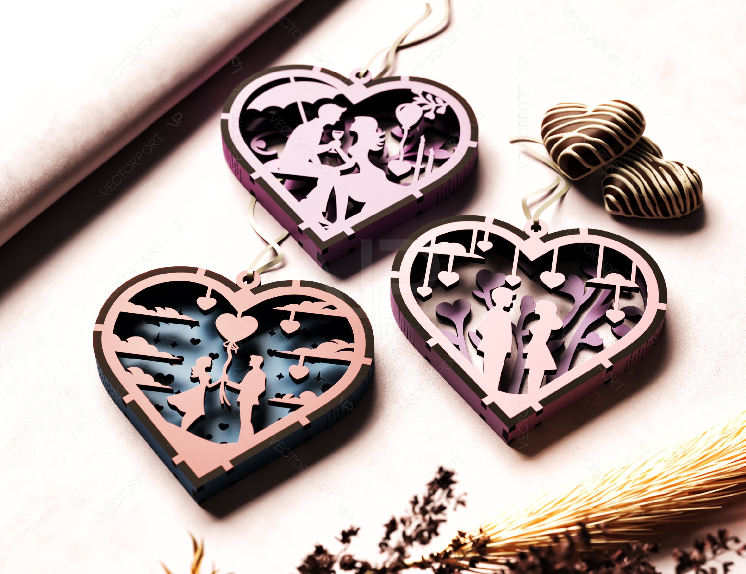Valentine's Laser-Cut Hanging Heart Décor, Heart shape Decor for a Romantic Valentine's Ambiance Digital Download |#U369|