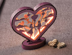 Symphony of Love: Artistic Table Lamp for Valentine's Day - 3D LED Heart Light, Laser Cut Night Lamp, Heart-Shaped Digital Download |#U372|