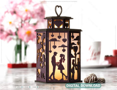 Valentine's Elegance: Laser Cut Candle Holder - Romantic 3D Glow, Artistic Table Centerpiece, Tealight Night Light Lantern Digital Download |#U373|