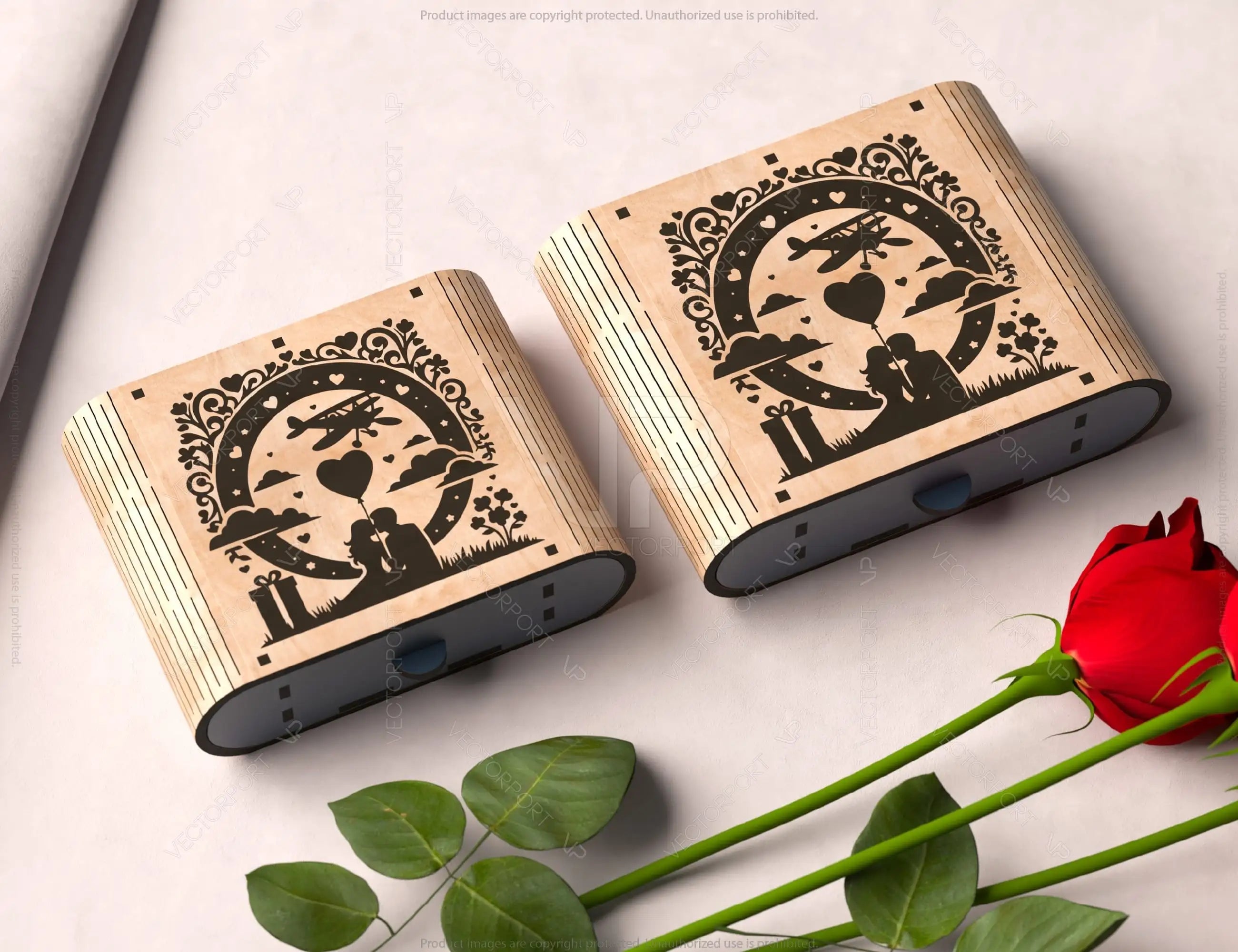 Unique Book-Shaped Wooden Gift Box - Laser Cut Template, Card Case Favor Box Digital Downloads |#U378|