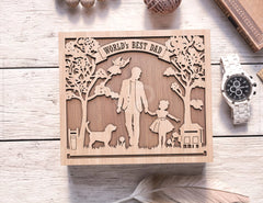 Father's Day engraved Gift Box – Dad and Daughter Themed laser cut SVG Template, Card Case Favor Box Digital Downloads |#U380|