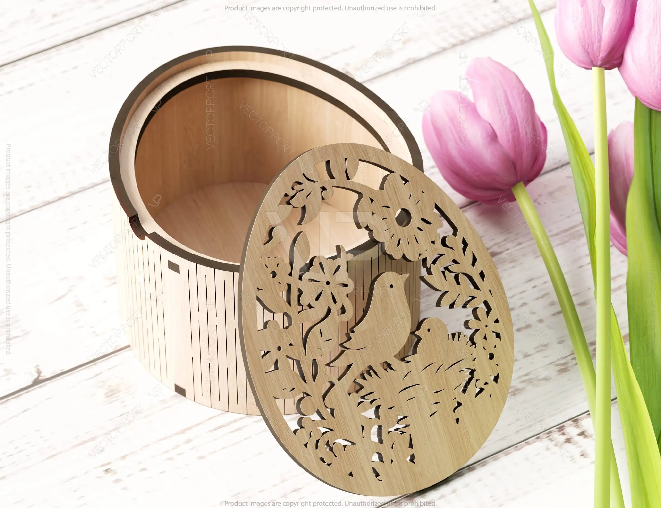 Easter Elegance: Laser Cut Egg Shaped Wooden Gift Box for Stylish Holiday Gifting and Decor DIY Digital Download |#U385|