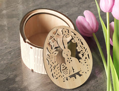 Easter Elegance: Laser Cut Egg Shaped Wooden Gift Box for Stylish Holiday Gifting and Decor DIY Digital Download |#U386|