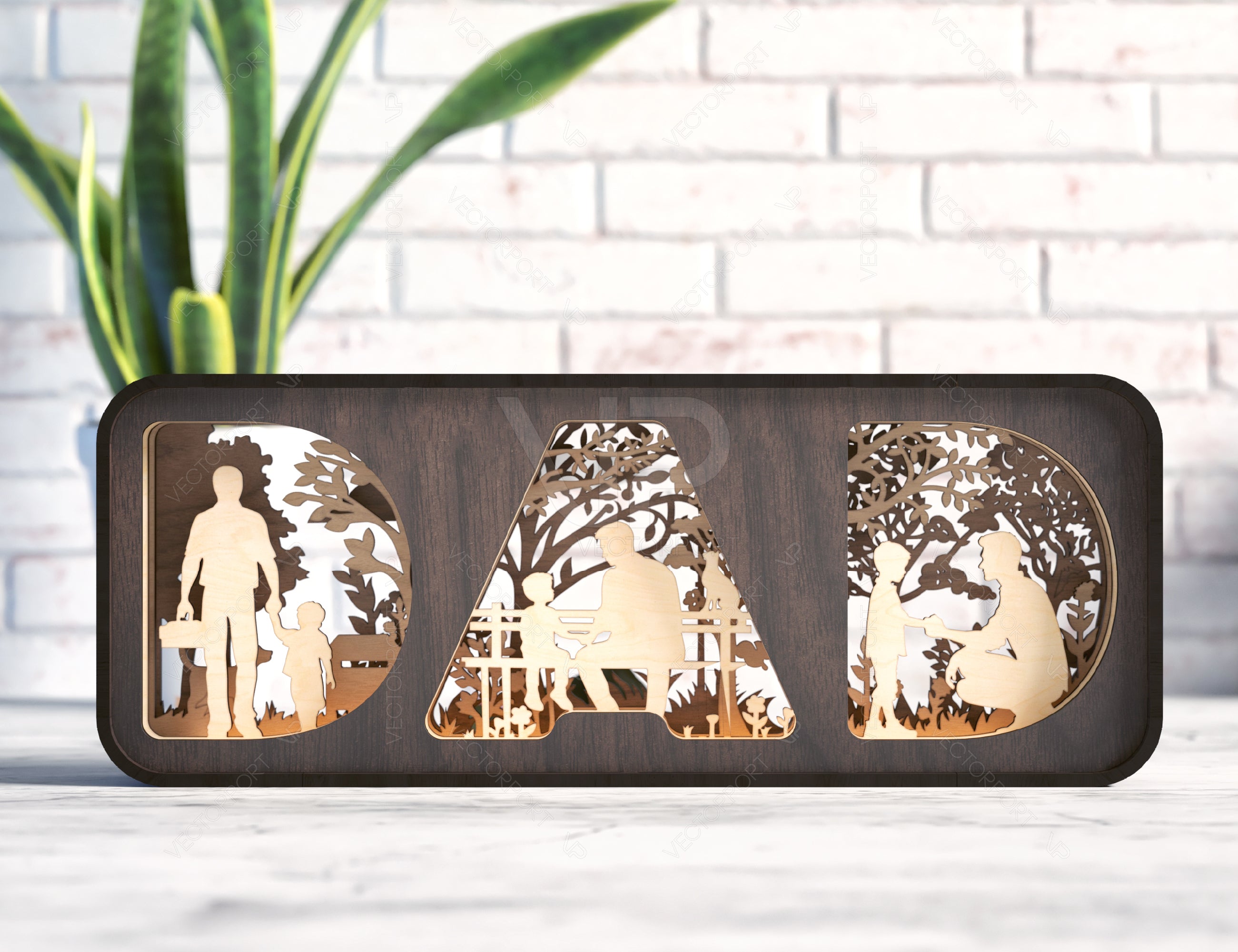 Dad & Son Shadow Box SVG, Standing Dad and Son Multilayer Happy Father’s Day Gift for Dad Diy gift Digital Download |#U390|