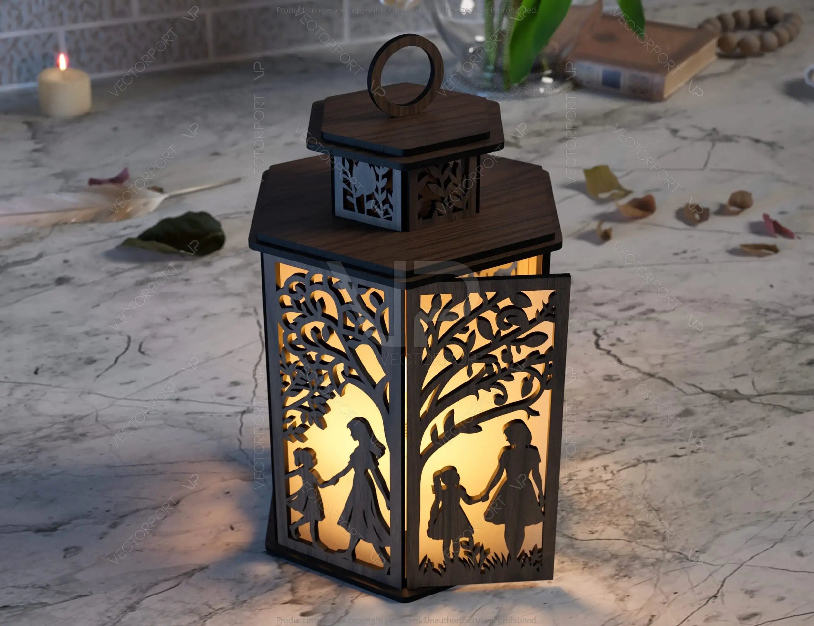 Mother & Daughter Laser-Cut Candle Holder - Tender Glow Tealight Lamp, Sentimental Night Light Lantern, Digital Download Digital Download |#U391|