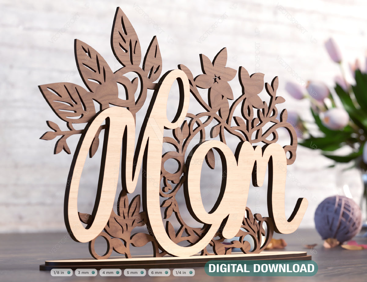Adorable Standing Mom Text Spring Blooms Happy Mother’s Day Gift for Mom SVG plan, Diy gift Digital Download |#U396|