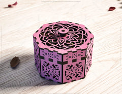 Octagonal Shaped Laser Cut Keepsake Box with Rotating Feature - Laser Cut Spinner Gift Box - Elegant Jeweler Nox Digital Download |#U397|