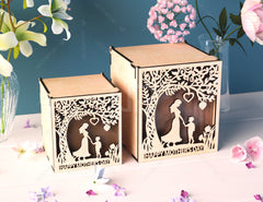 Wooden Opener engraved Gift Box – Mom and Son Themed laser cut SVG Template, Card Case Favor Box Digital Downloads |#U400|