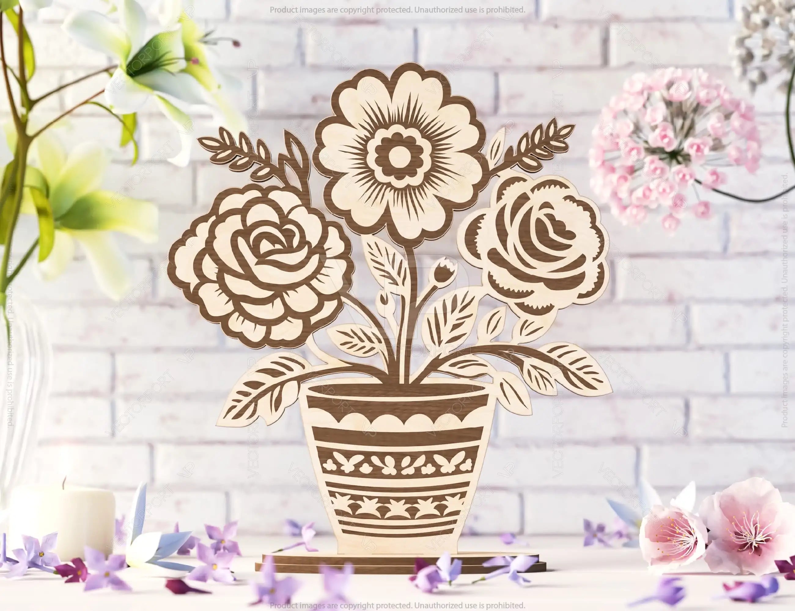 Mom's Blooming Delight: Standing Flower Pot Home Decoration, Mother’s day gift laser cut SVG Diy gift Digital Download |#U402|