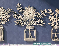 Blooming Beauties: Standing & Wall mounted Flower Pot Home Decoration, Gift laser cut SVG Diy gift Digital Download |#U403|