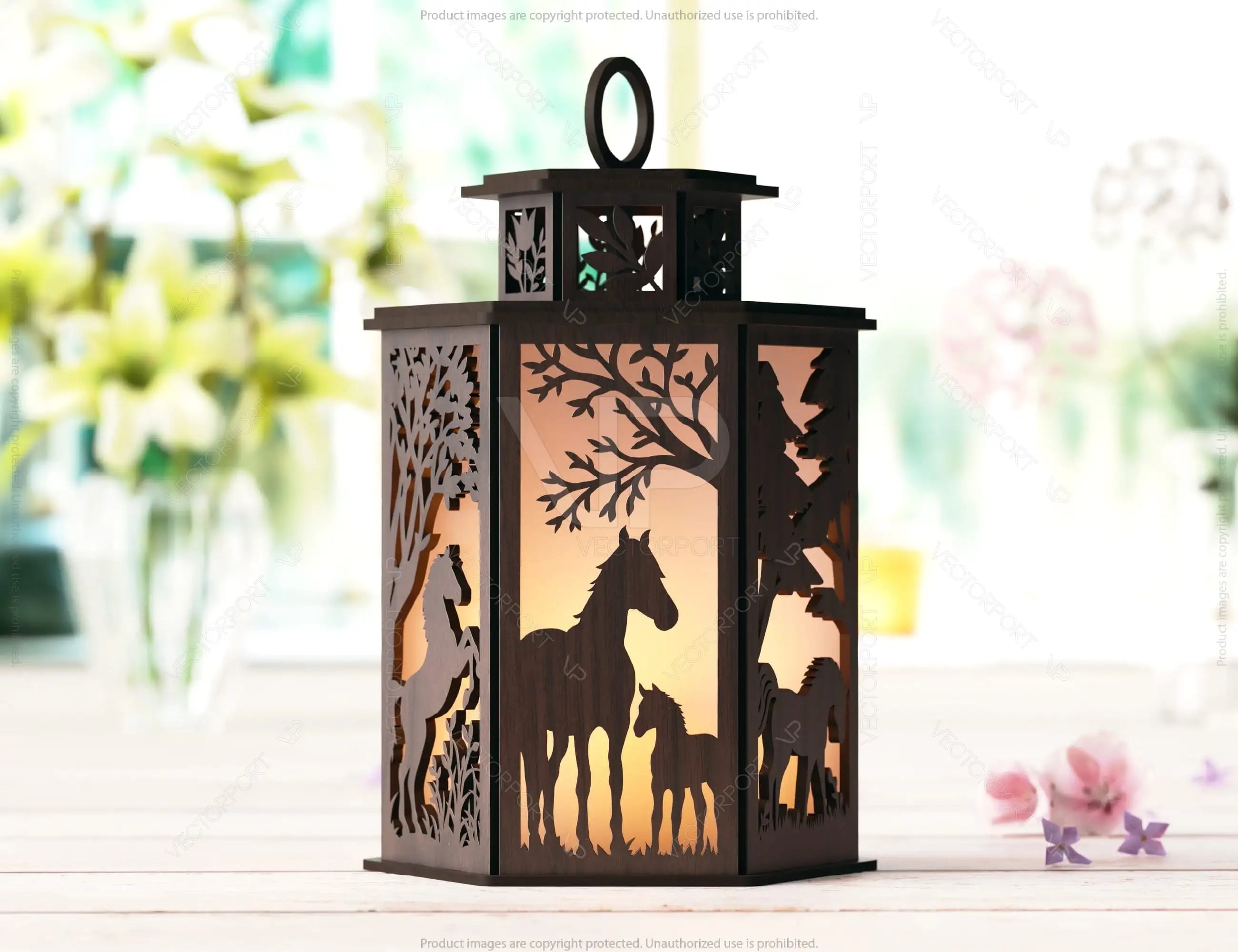 Horse Silhouette Forest Lantern: Laser Cut Tealight Candle Holder Night Light Forest Scene Lantern Digital Download |#U405|