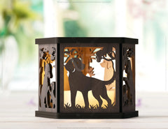 Puppy Dog Silhouette Forest Lantern: Laser Cut Tealight Candle Holder Night Light Forest Scene Lantern Digital Download |#U409|