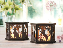 Cat Silhouette Lantern: Laser Cut Tealight Candle Holder Night Light Forest Scene Lantern Digital Download |#U412|