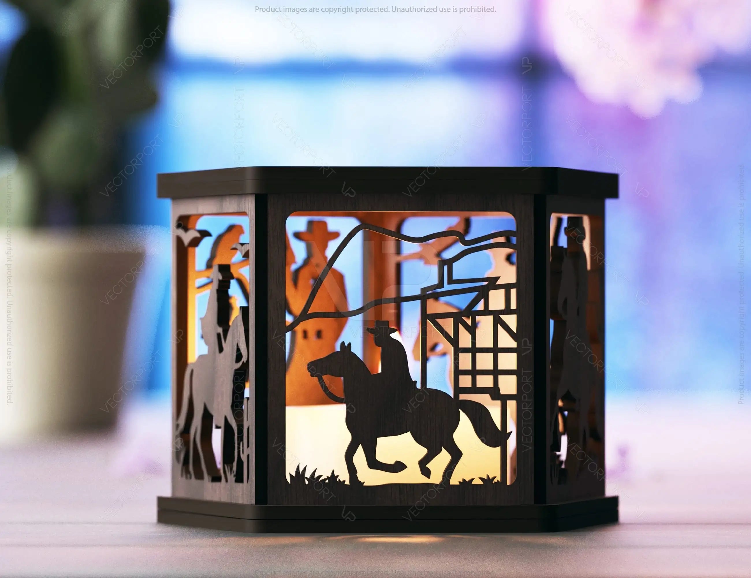 Cowboy Adventure Lantern: Light Up the Wild West Laser Cut Tealight Candle Holder Western-Themed Digital Download |#U413|