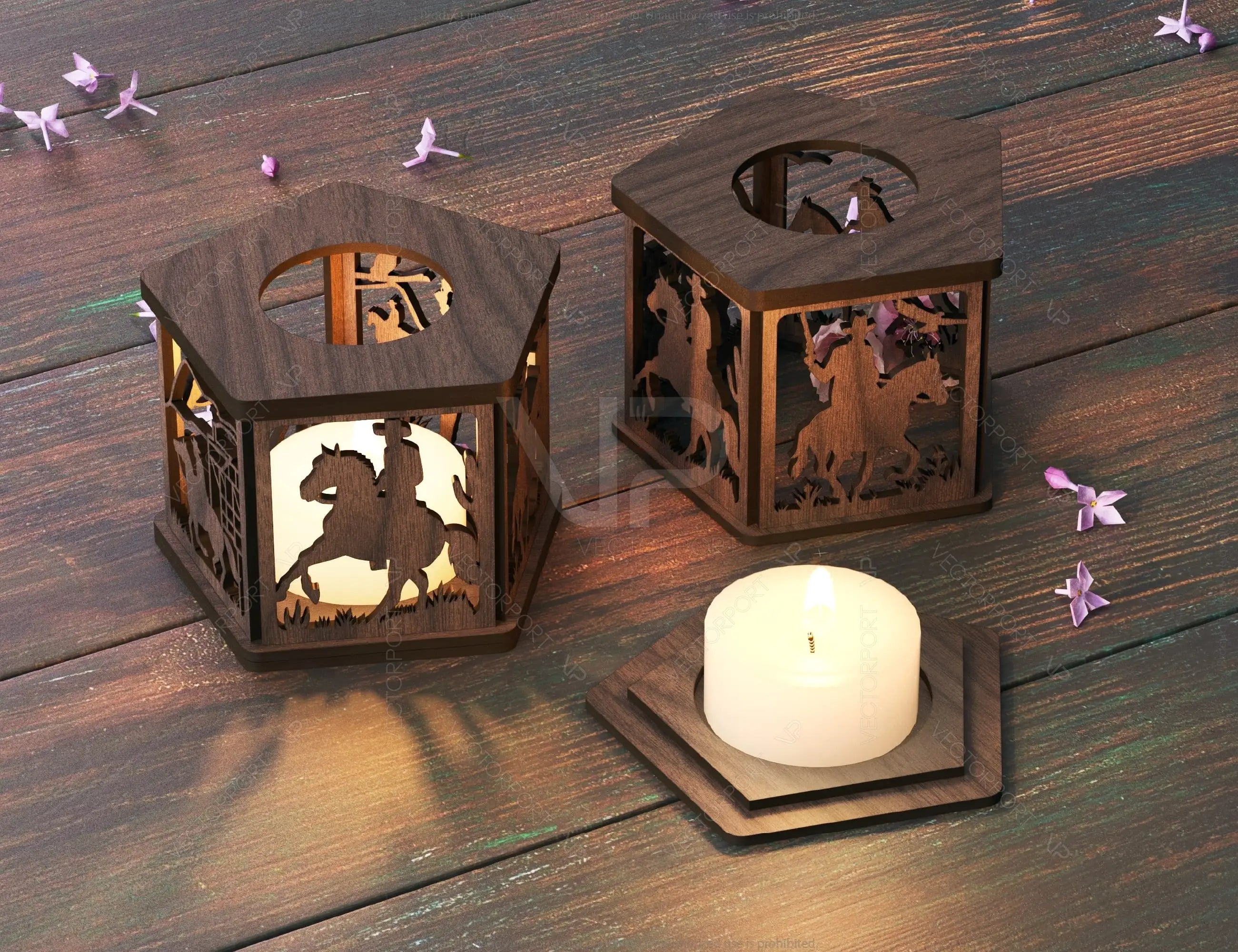 Cowboy Adventure Lantern: Light Up the Wild West Laser Cut Tealight Candle Holder Western-Themed Digital Download |#U413|