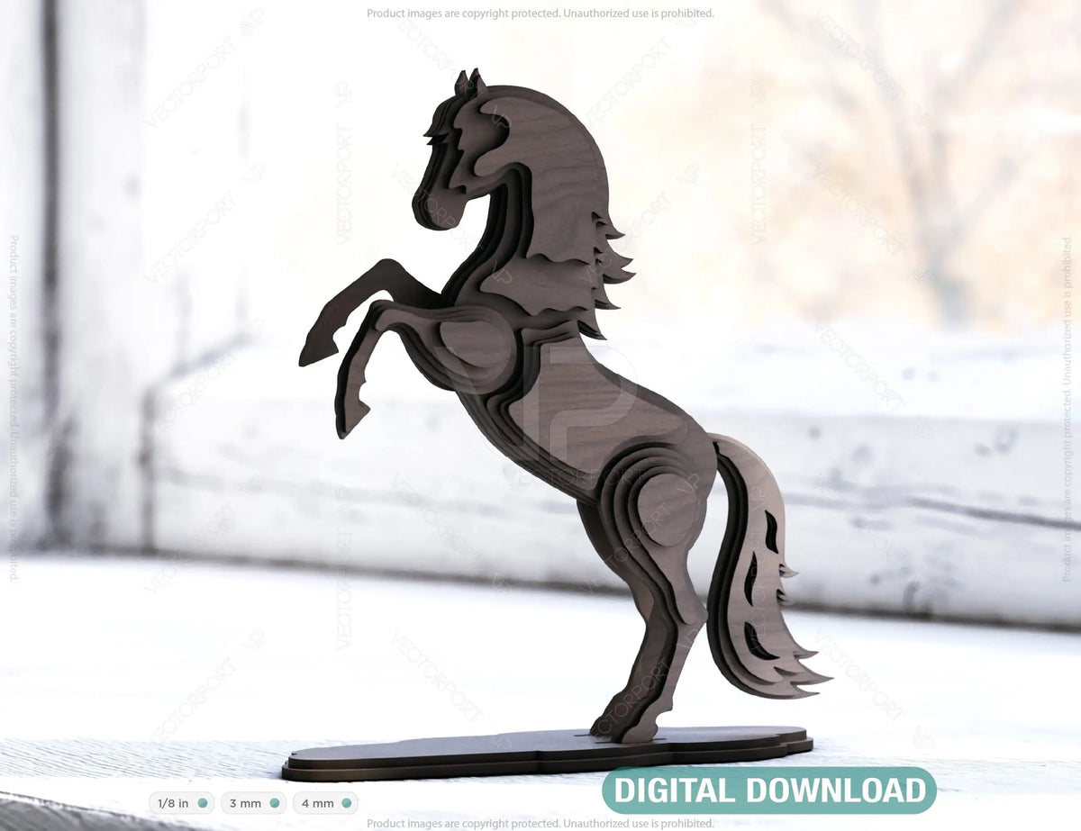 Horse Standing 3D: Laser Cut Horse Tabletop Multilayer Décor SVG Digital Download |#U414|