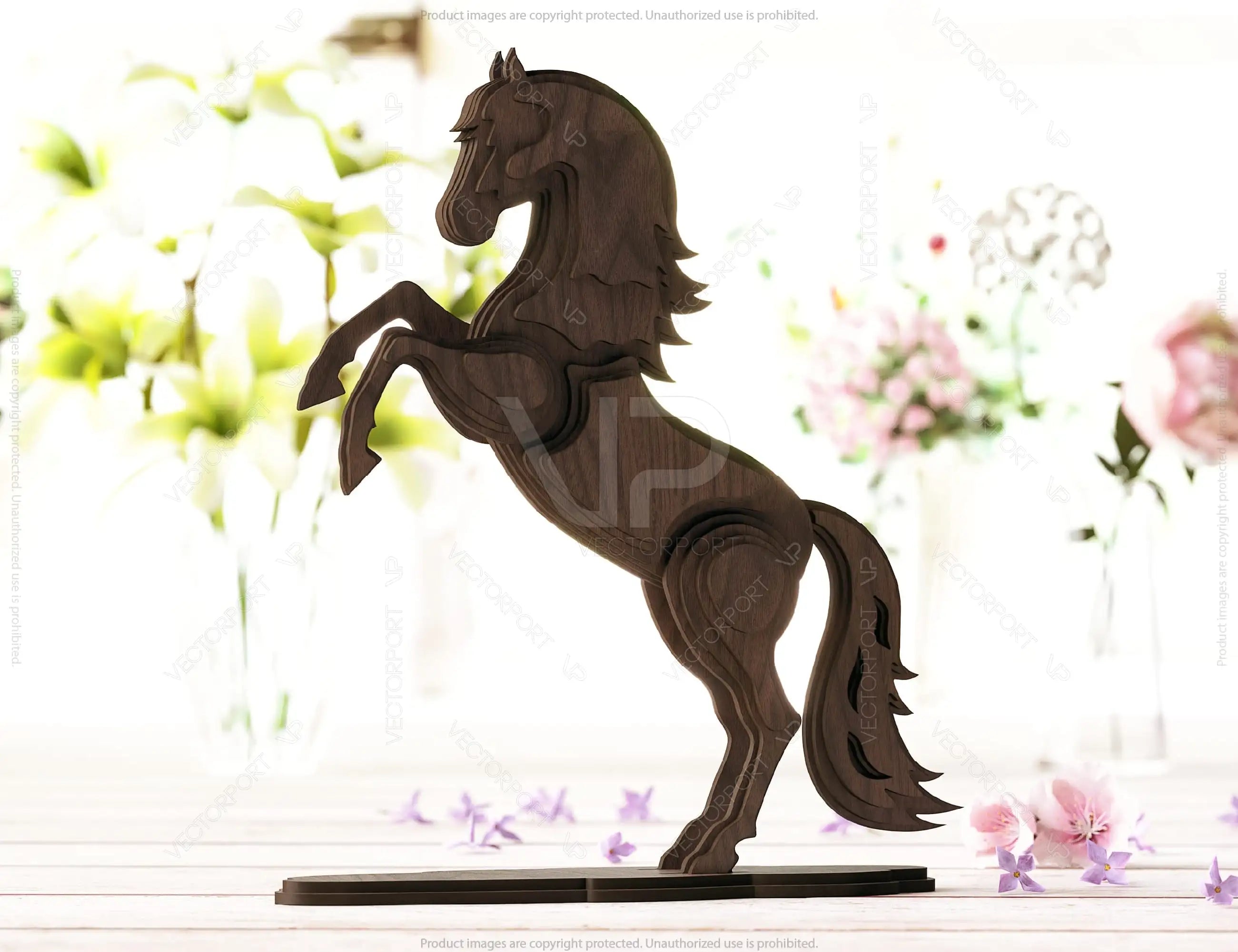 Horse Standing 3D: Laser Cut Horse Tabletop Multilayer Décor SVG Digital Download |#U414|