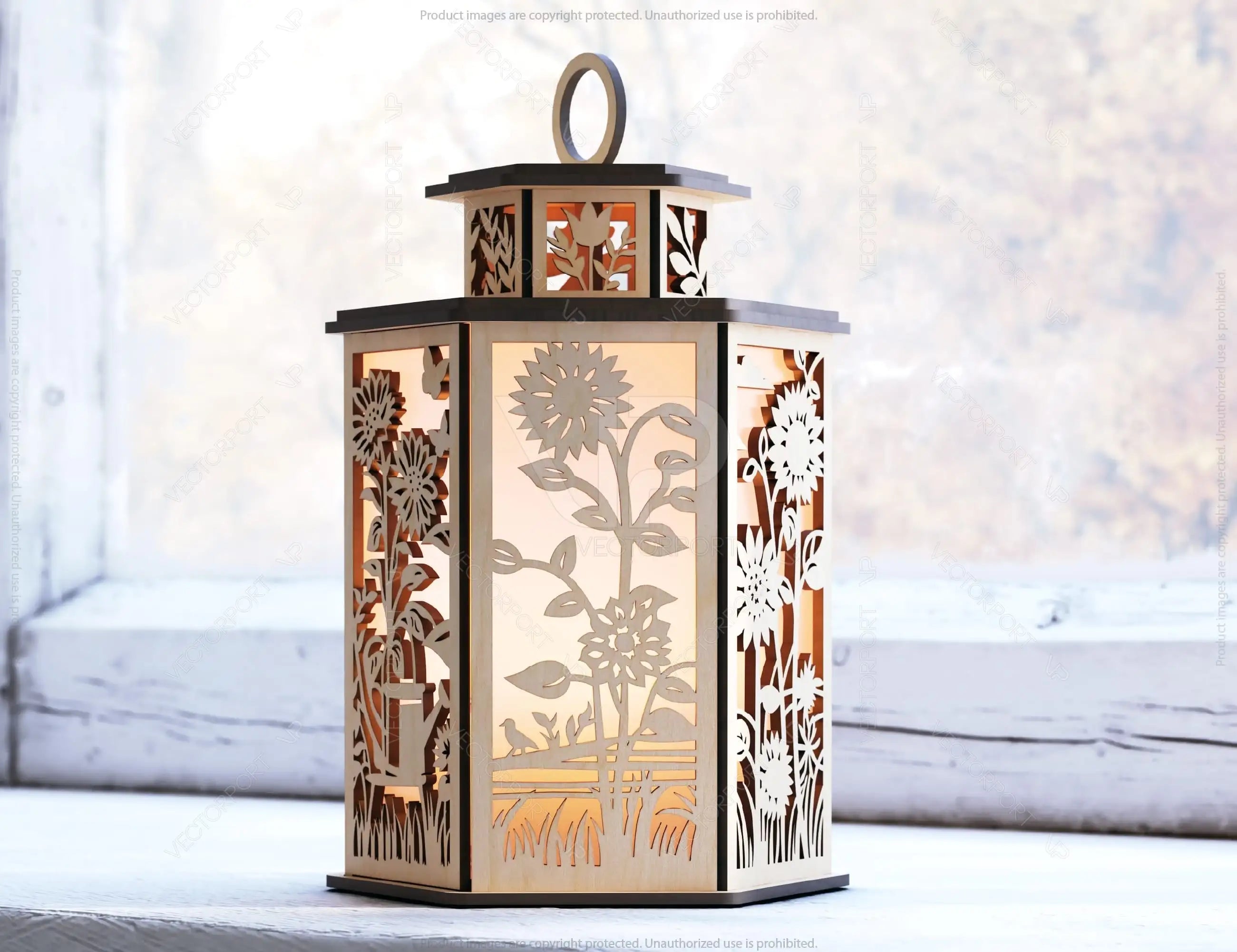 Sunny Delight: Sunflower Lantern - Laser Cut Tealight Candle Holder Night Light Digital Download |#U419|