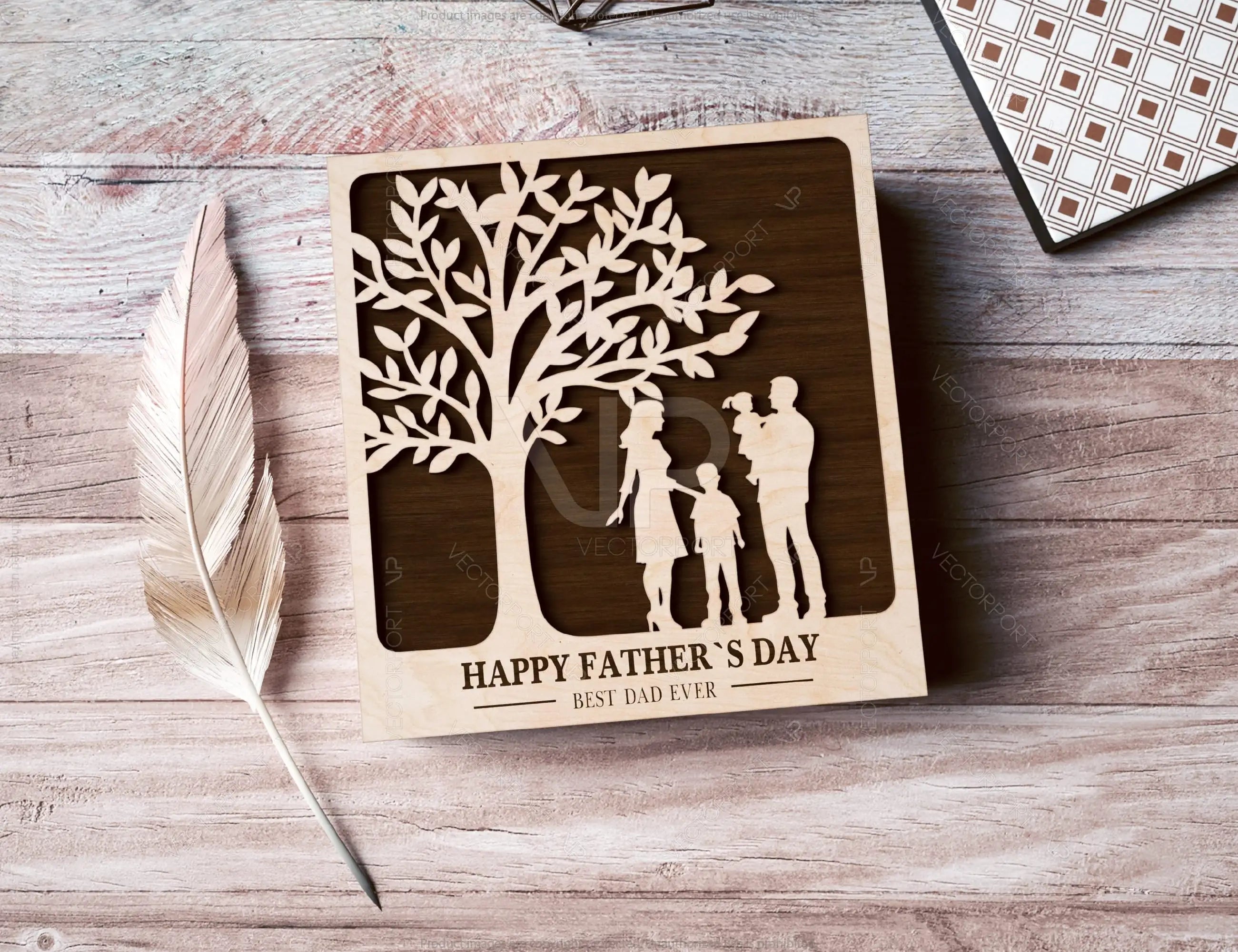 Father's Day engraved Gift Box – Dad & Mom/Son/Daughter Themed laser cut SVG Template, Card Case Favor Box Digital Downloads |#U424|