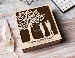 Father's Day engraved Gift Box – Dad & Mom/Son/Daughter Themed laser cut SVG Template, Card Case Favor Box Digital Downloads |#U424|