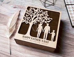 Father's Day engraved Gift Box – Dad & Mom/Son/Daughter Themed laser cut SVG Template, Card Case Favor Box Digital Downloads |#U424|