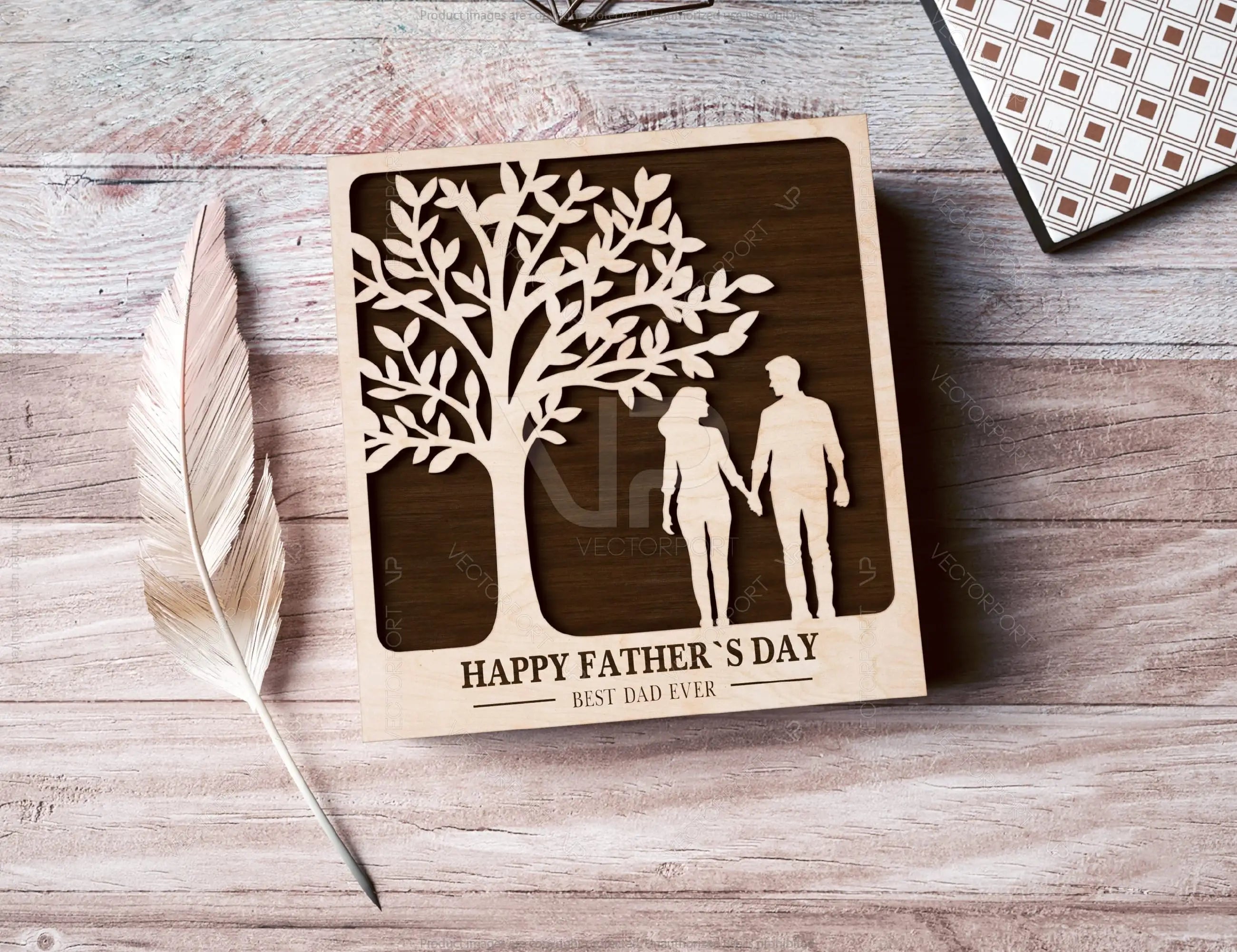 Father's Day engraved Gift Box – Dad & Mom/Son/Daughter Themed laser cut SVG Template, Card Case Favor Box Digital Downloads |#U424|