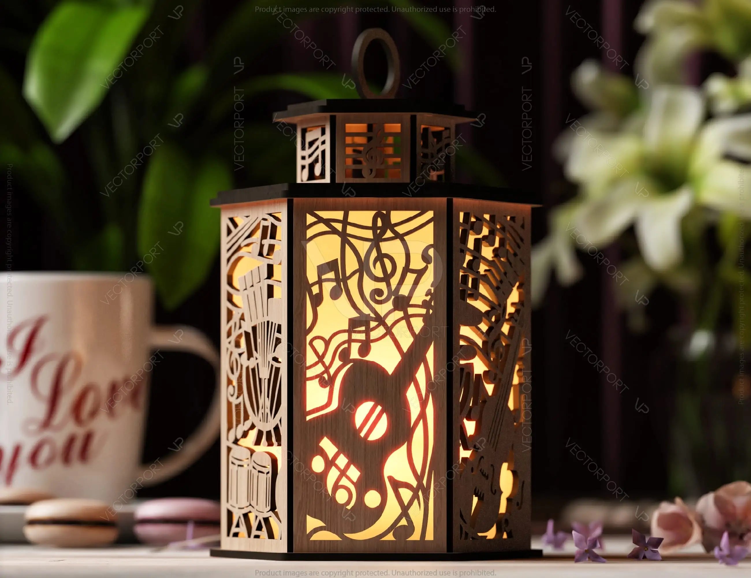 Symphony Lantern: Music Notes Laser Cut Tealight Candle Holder Night Light – Orchestra Design Musical Theme Lamp Digital Download |#U430|