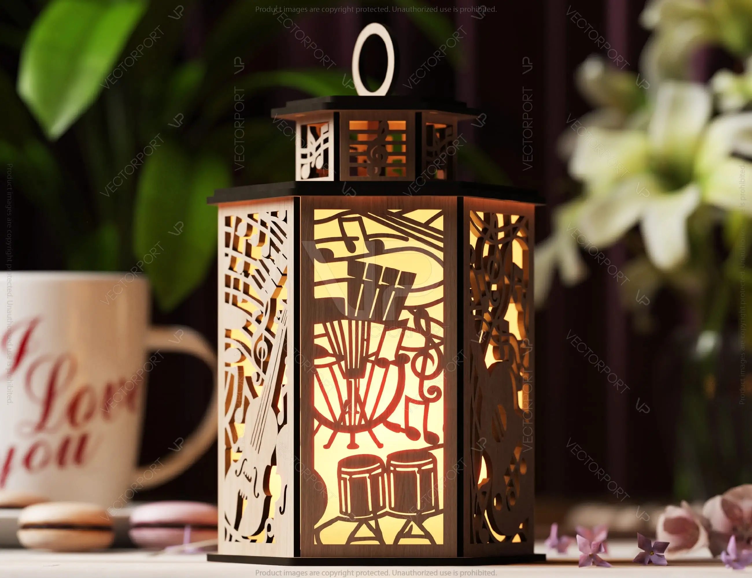 Symphony Lantern: Music Notes Laser Cut Tealight Candle Holder Night Light – Orchestra Design Musical Theme Lamp Digital Download |#U430|