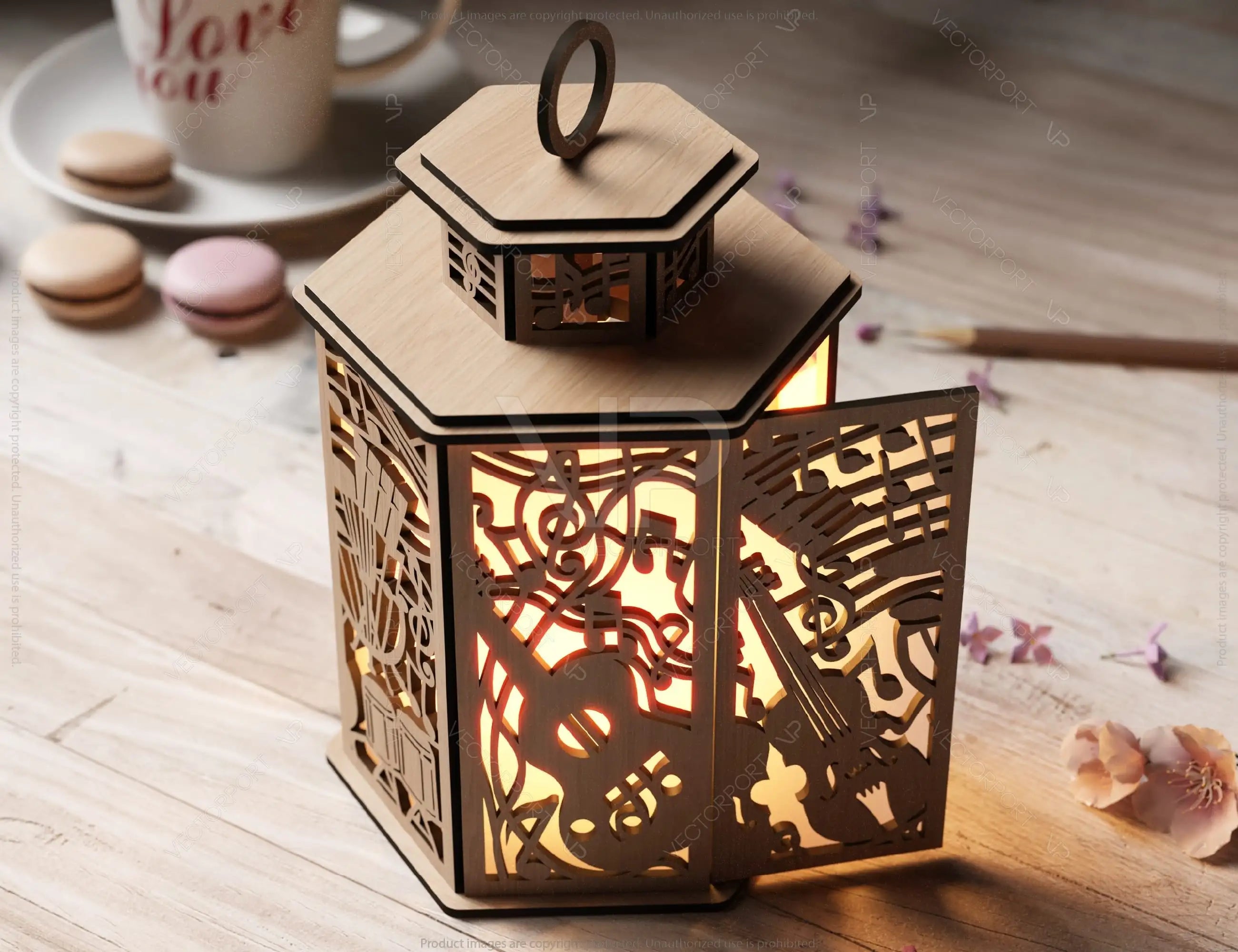 Symphony Lantern: Music Notes Laser Cut Tealight Candle Holder Night Light – Orchestra Design Musical Theme Lamp Digital Download |#U430|