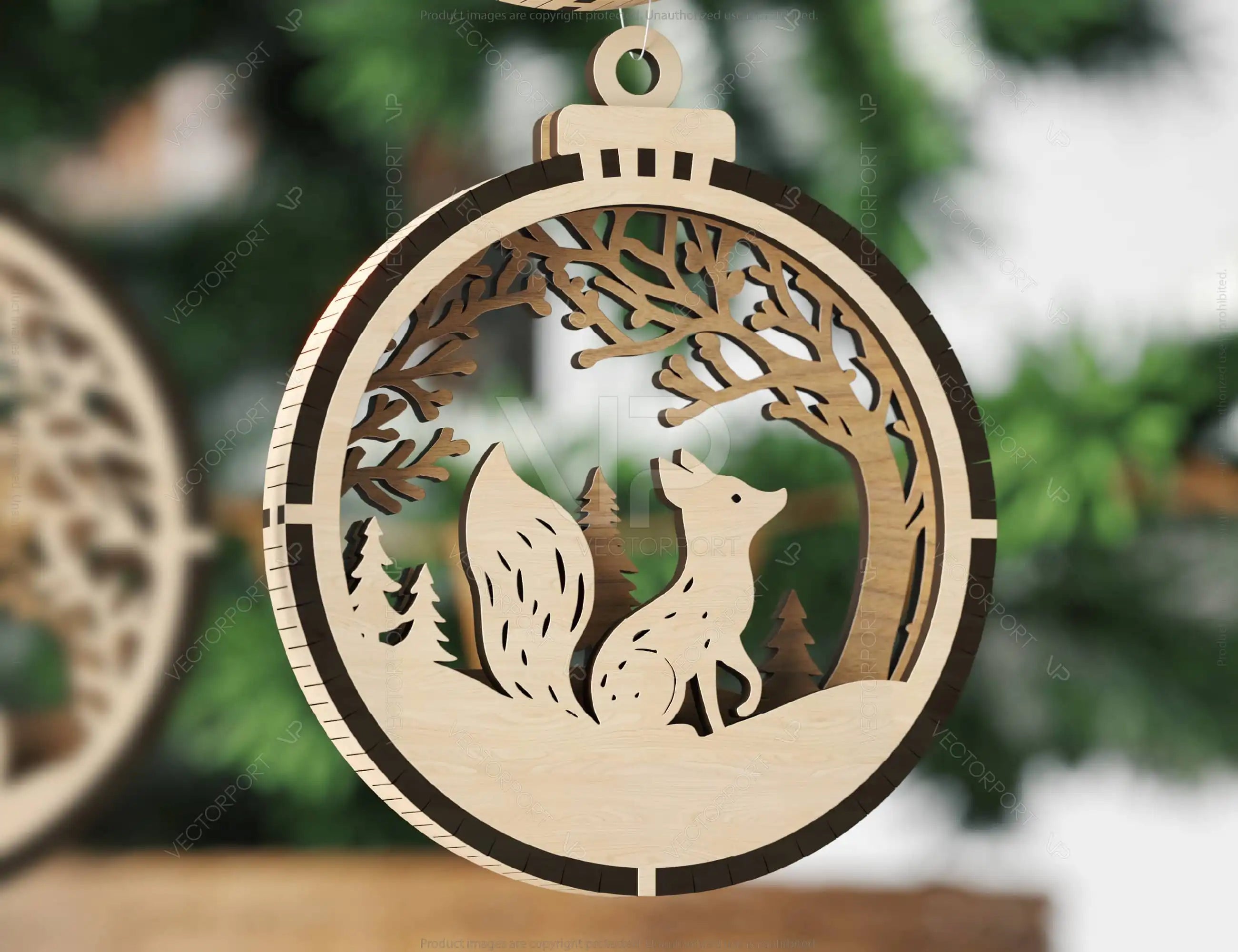 Christmas Theme 3D Christmas Ornament Set Tree Decorations Craft Hanging Bauble Snowy Scene New Year Holiday Laser Cut Digital Download |#U439|