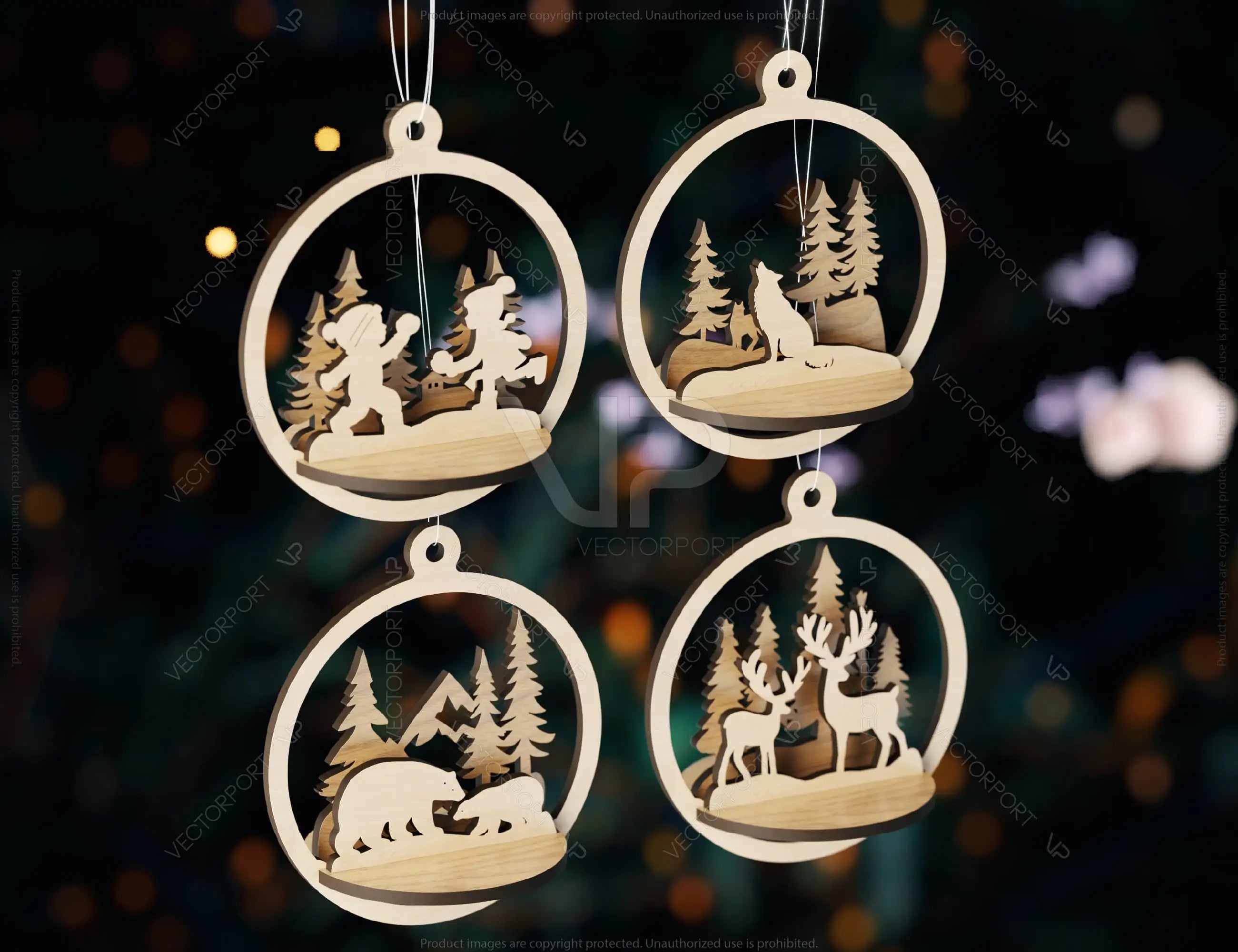 3D Wood Christmas Bauble, Laser Cut Tree Ornament, New Year Christmas Ball Ornament Laser Cut SVG Digital Download |#U448|