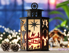 Christmas Nativity Scene Candle Holder, Baby Jesus Lantern, Traditional Tea Light Holder Laser Cut Digital Download SVG |#U454|