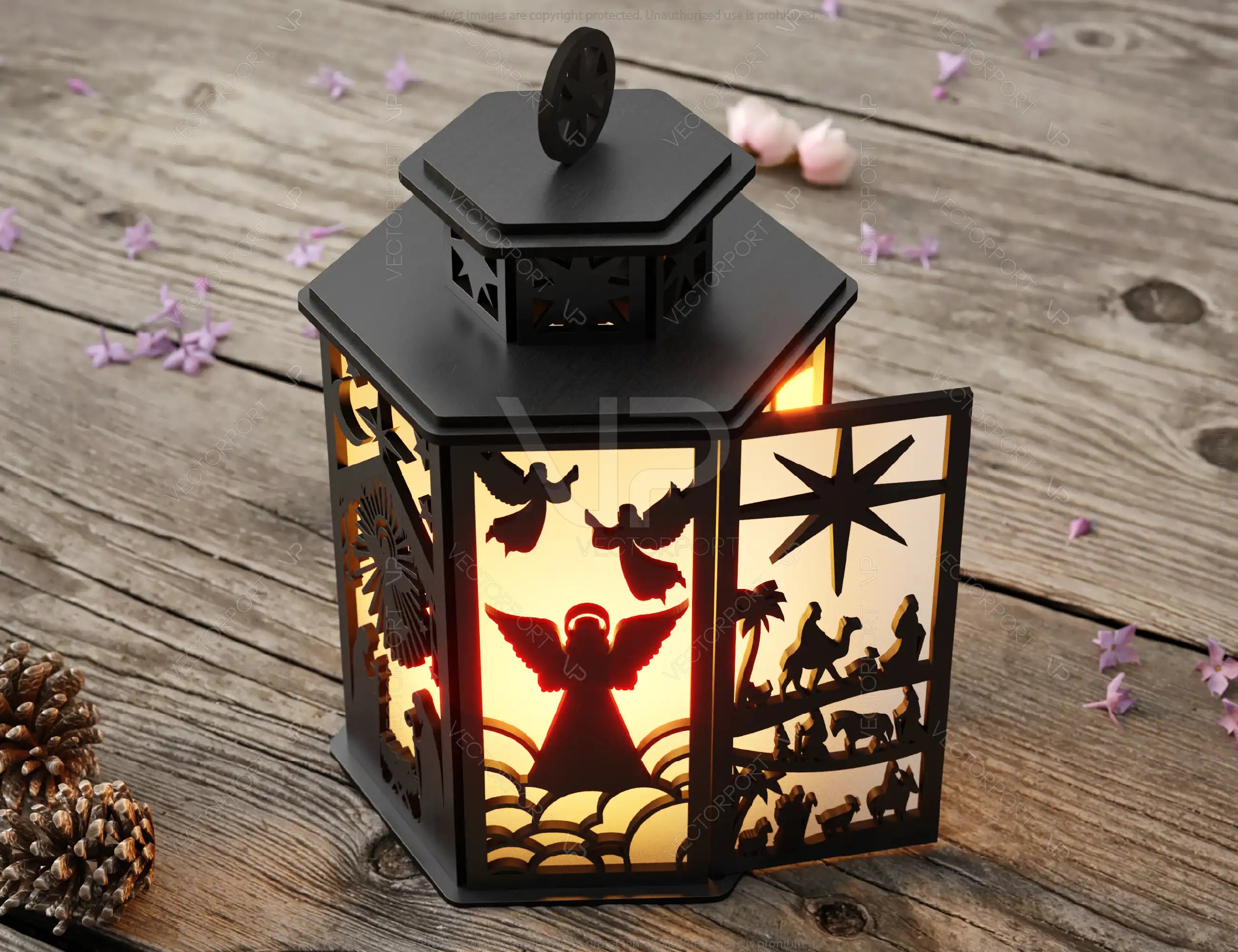 Christmas Nativity Scene Candle Holder, Baby Jesus Lantern, Traditional Tea Light Holder Laser Cut Digital Download SVG |#U454|