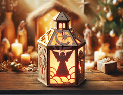 Nativity Scene Candle Holder, Baby Jesus Lantern, Traditional Tea Light Holder Laser Cut Digital Download |#U456|