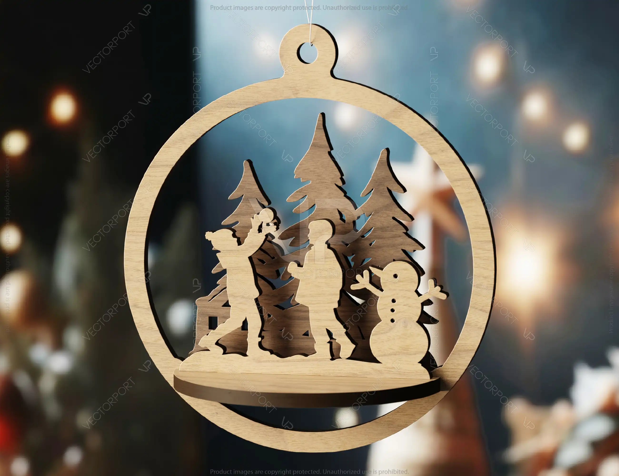 3D Wood Christmas Bauble, Laser Cut Tree Ornament, New Year Christmas Ball Ornament Laser Cut SVG Digital Download |#U457|