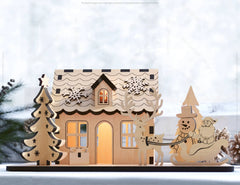 Christmas Theme House: Winter Wonderland Miniature House with Reindeer, Snowman, and New Year Tree - Snowy Scene Laser Cutting Digital Download |#U459|