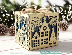 Holiday Ornament Keepsake Box | Christmas Laser Cut Box | Wooden Gift Box | New Year Jewelry Case | Digital Download |#U460|