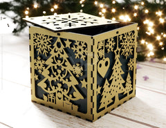 Holiday Ornament Keepsake Box | Christmas Laser Cut Box | Wooden Gift Box | New Year Jewelry Case | Digital Download |#U460|